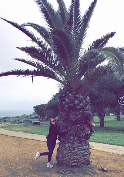 Katlin Hugging California Palm Tree